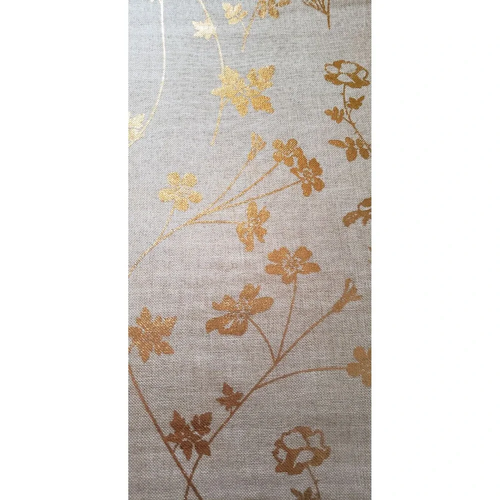 NWT Colordrift Deluxe Gold Metallic Leaf Floral Tablecloth & 6 Napkins Set